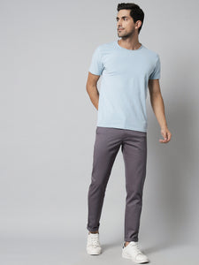 Men's Grey Pure Cotton Trousers