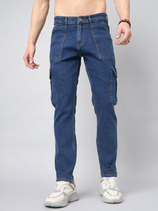 Men's Blue Baggy Denim Cargo