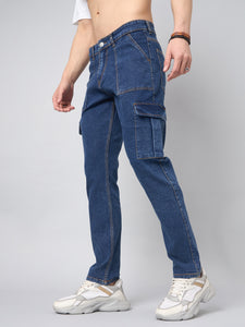 Men's Blue Baggy Denim Cargo