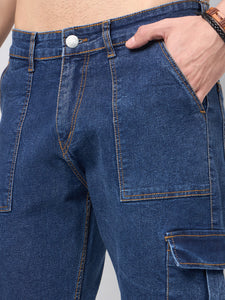 Men's Blue Baggy Denim Cargo