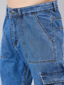 Men's Light Blue Baggy Denim Cargo