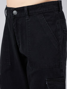 Men's Black Baggy Denim Cargo