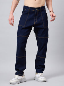 Men's Dark Blue Baggy Fit Jeans