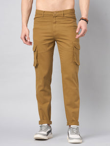 Men's Light Brown Cotton Cargo Trousers