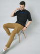 Men's Light Brown Cotton Cargo Trousers