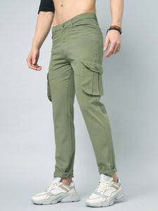 Men's Green Cotton Cargo Trousers