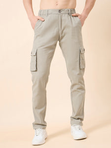 Men's Light Grey Cotton Cargo Trouser