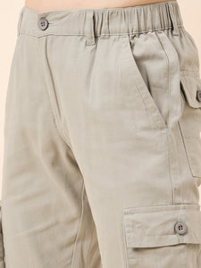 Men's Light Grey Cotton Cargo Trouser