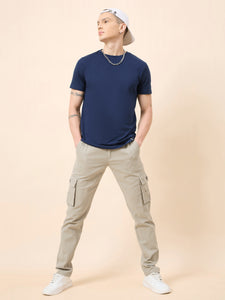 Men's Light Grey Cotton Cargo Trouser