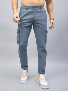 Men's Light Blue Cotton Cargo Trousers