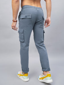 Men's Light Blue Cotton Cargo Trousers