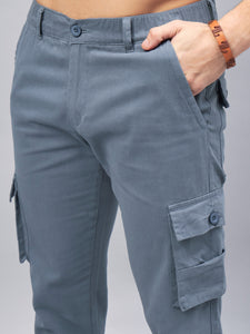 Men's Light Blue Cotton Cargo Trousers