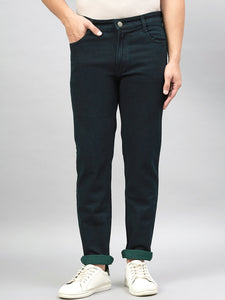 Men's Dark Green Regular Fit Jeans