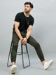 Men's Relaxed Military Green Cotton Jogger Trouser