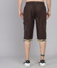 Men's Dark Brown Cotton Three Fourth Shorts