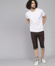 Men's Dark Brown Cotton Three Fourth Shorts