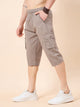 Men's Light Brown Cotton Three Fourth Shorts