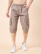 Men's Light Brown Cotton Three Fourth Shorts