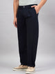 Men Relaxed Dark Blue Pure Cotton Trousers