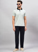 Men Relaxed Dark Blue Pure Cotton Trousers