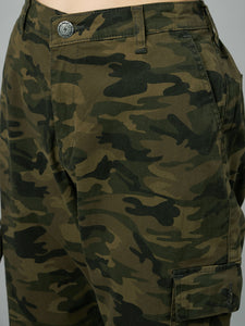 Women's Green Camouflage Cotton Cargo